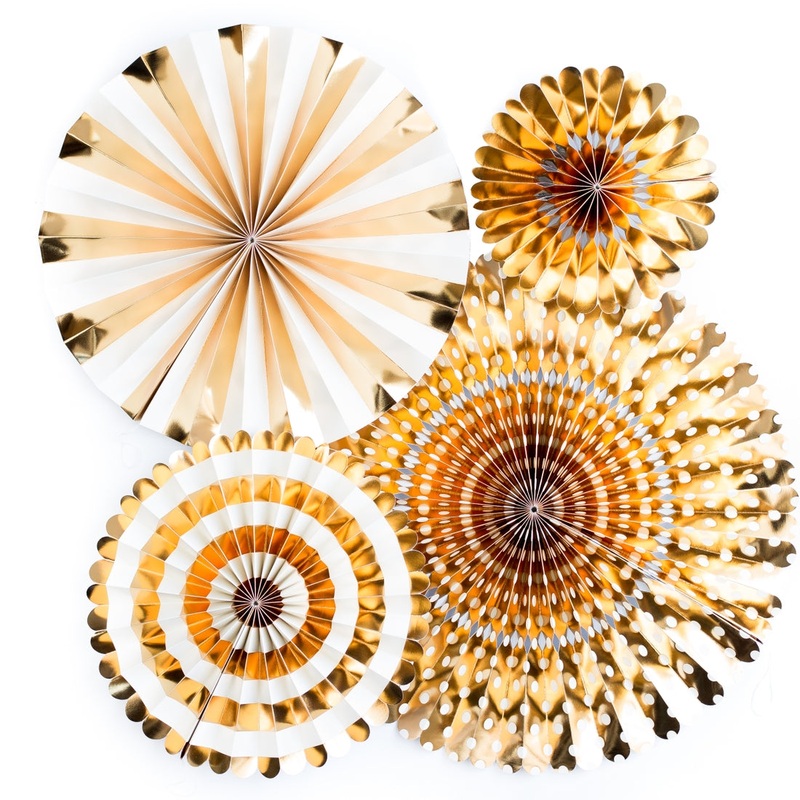 Gold and White Party Fans