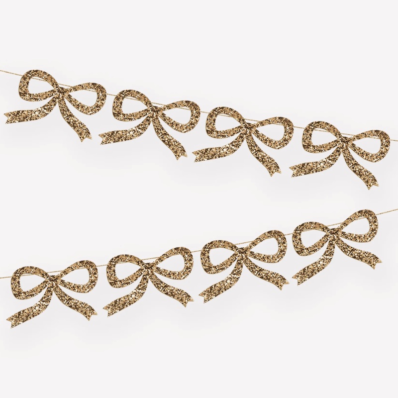 Gold Glitter Bow Garland