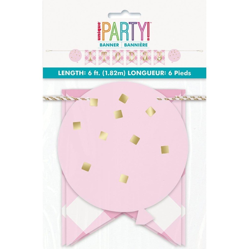 Pink Gingham Pennant Banner