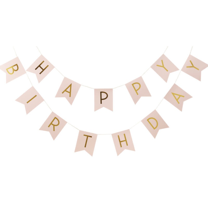 Pink Gold Foil Birthday Banner
