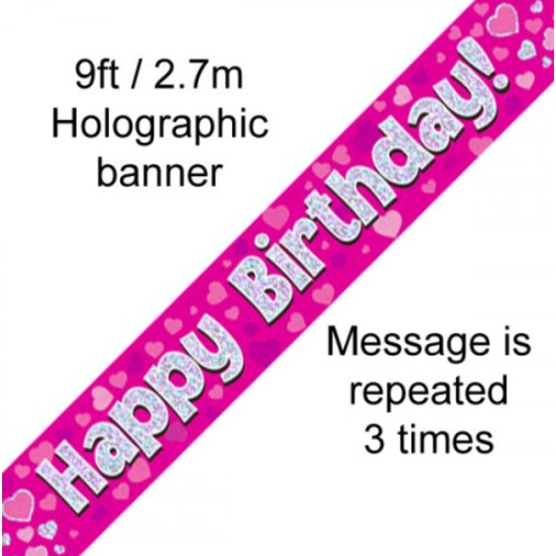 Pink Happy Birthday Banner 2.7m