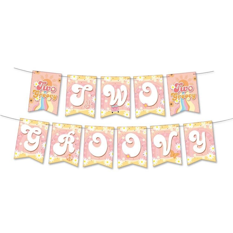 Retro Two Groovy Paper Banner