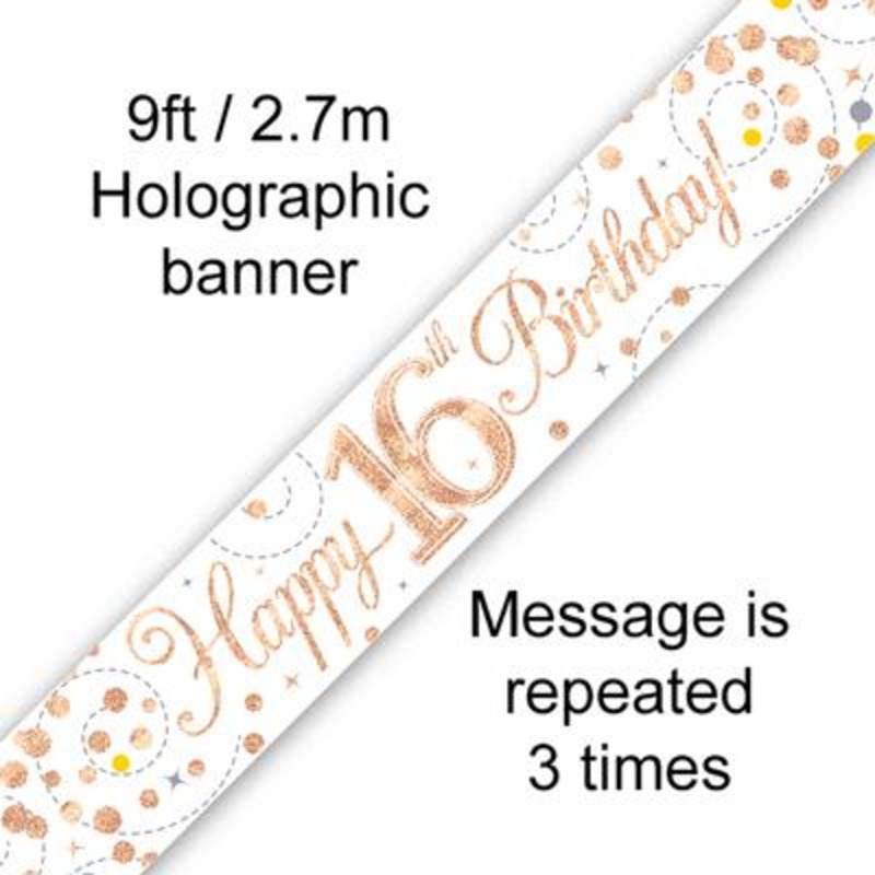 Rosegold Happy 16th B'day BANNER