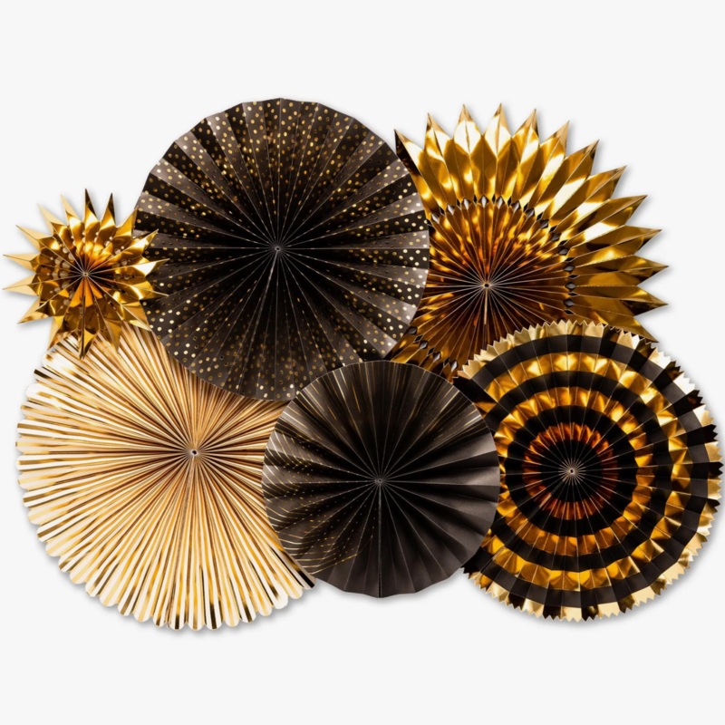 Tuxedo Gold and Black Party Fans