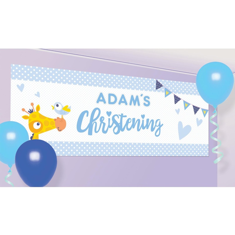Christening Blue Letter Banner