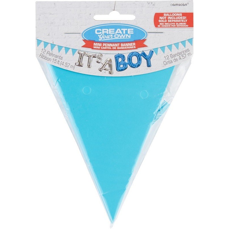 Mini Pennant Banner Blue 3.8m