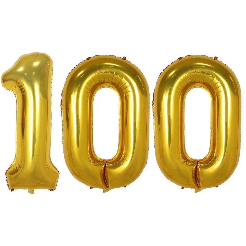 Gold Number 100 Balloon, 40 Inch