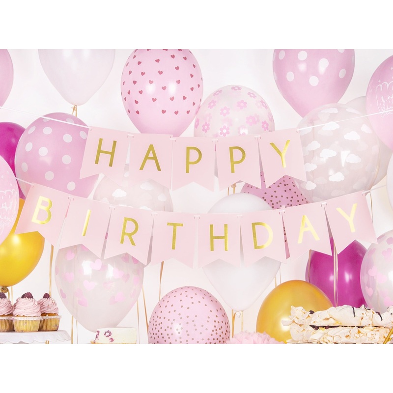 Happy Birthday Banner Light Pink