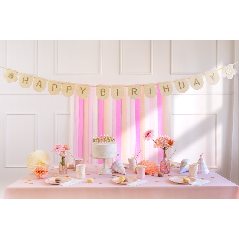 Happy Birthday Felt Banner Pink