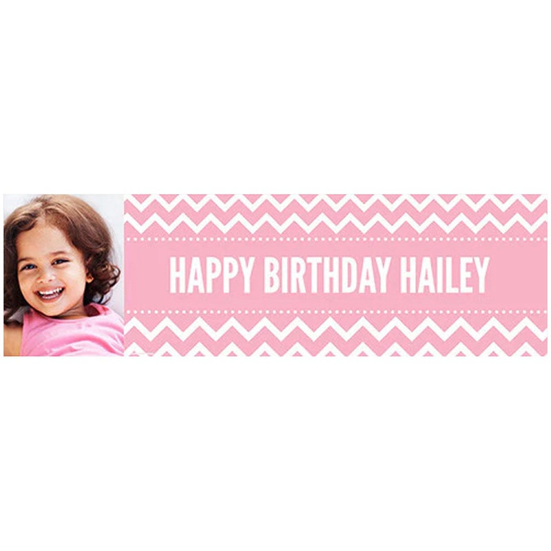 Pink Chevron Birthday Banner