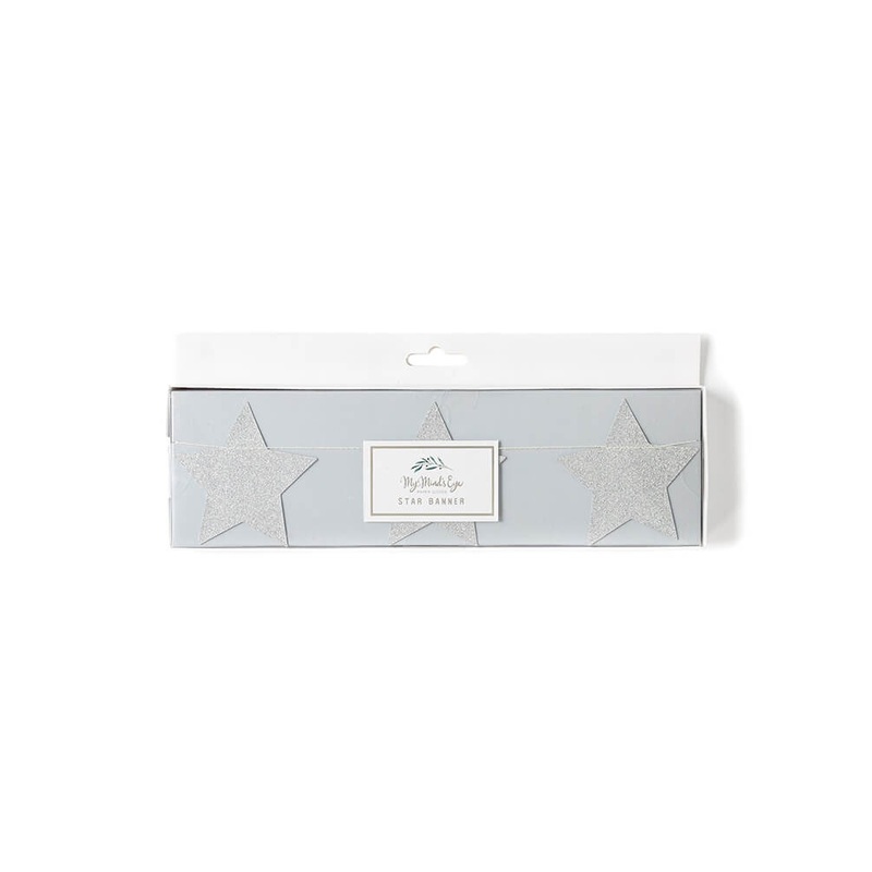 White Glitter Stars Banner
