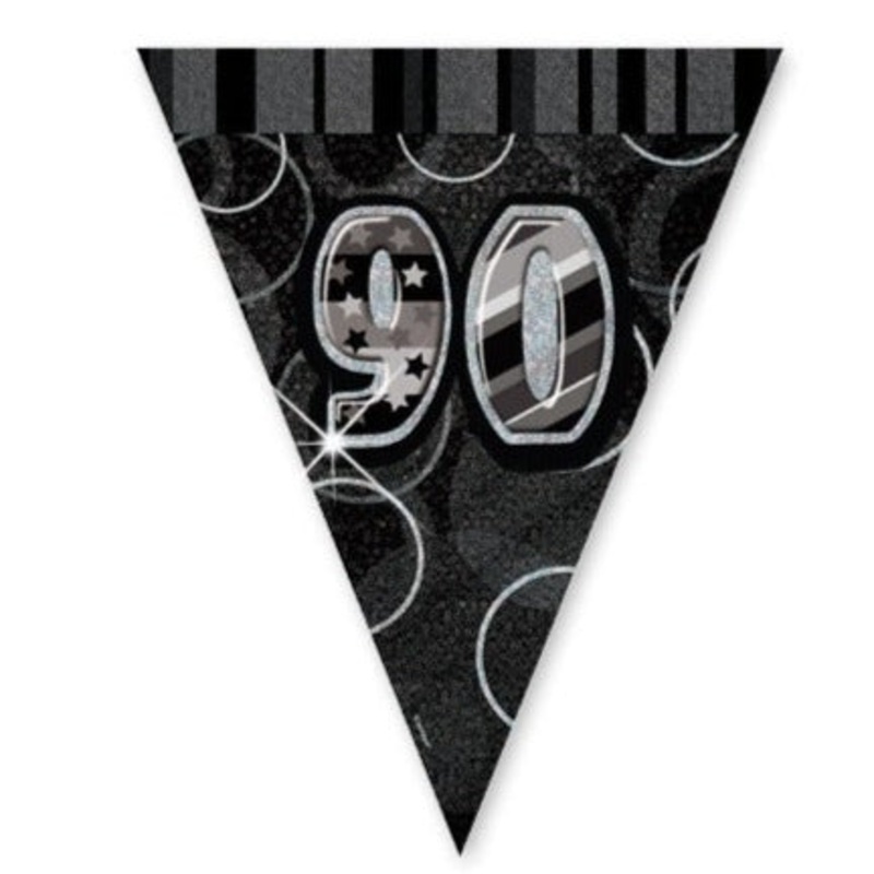 Glitz Black 90 Flag Banner 12Ft