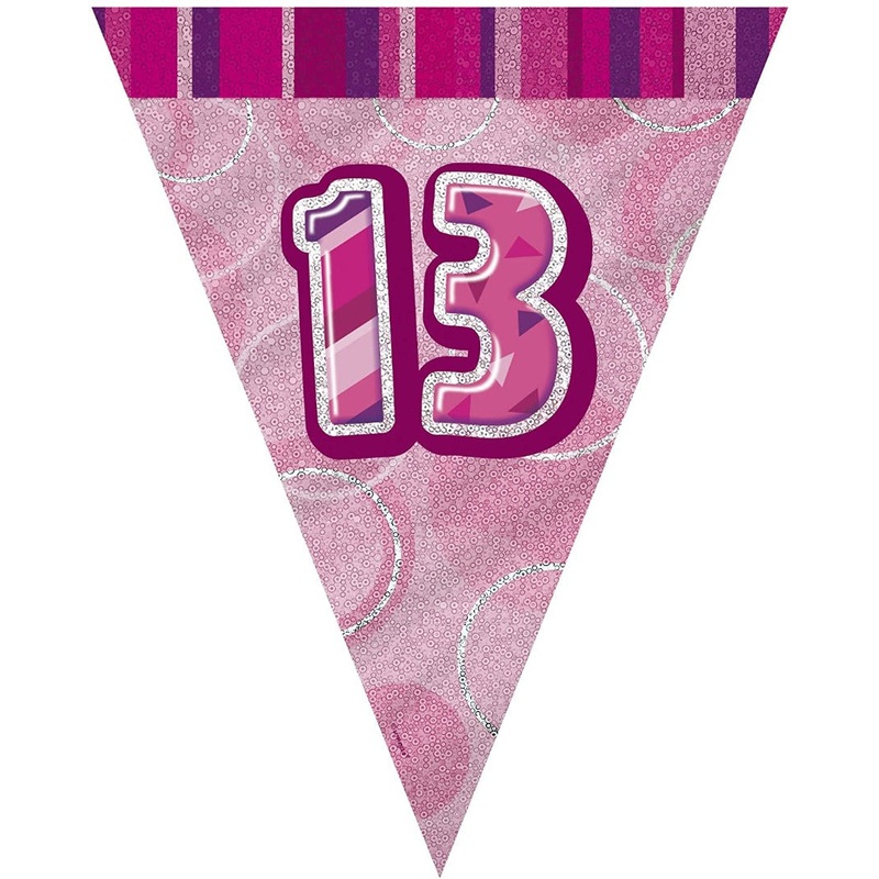 Glitz Pink 13 Flag Banner 9Ft