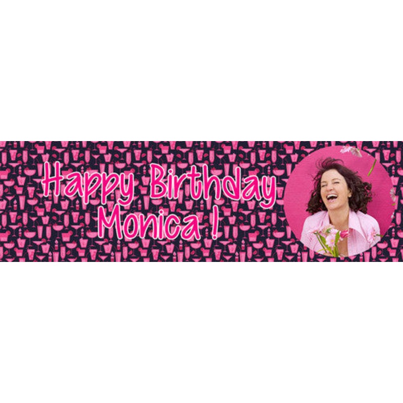 Pink Cocktail Birthday Banner