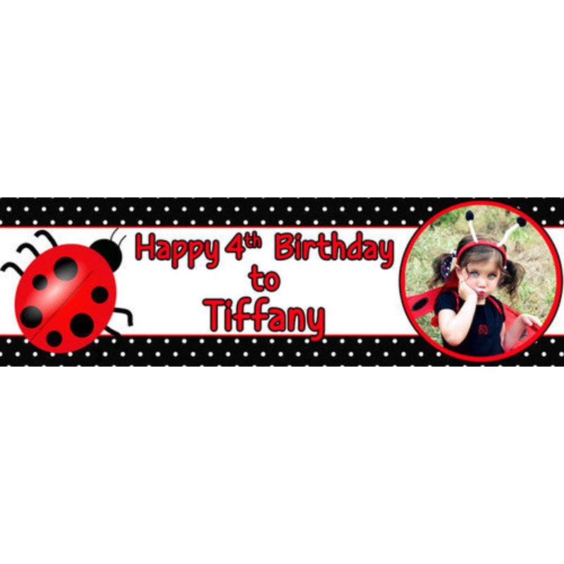 Pink Ladybug Birthday Banner