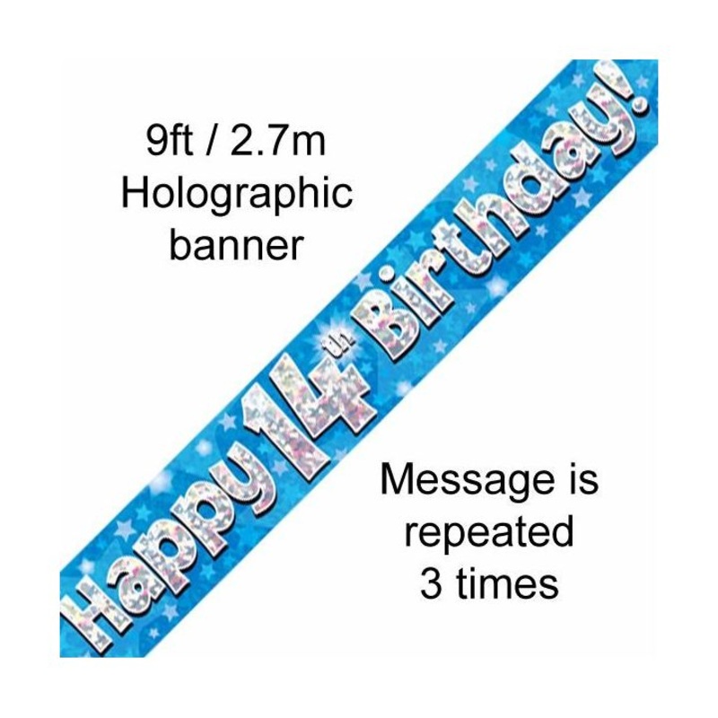 9FT 14TH BIRTHDAY BLUE BANNER