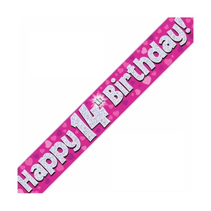 9FT 14TH BIRTHDAY PINK BANNER