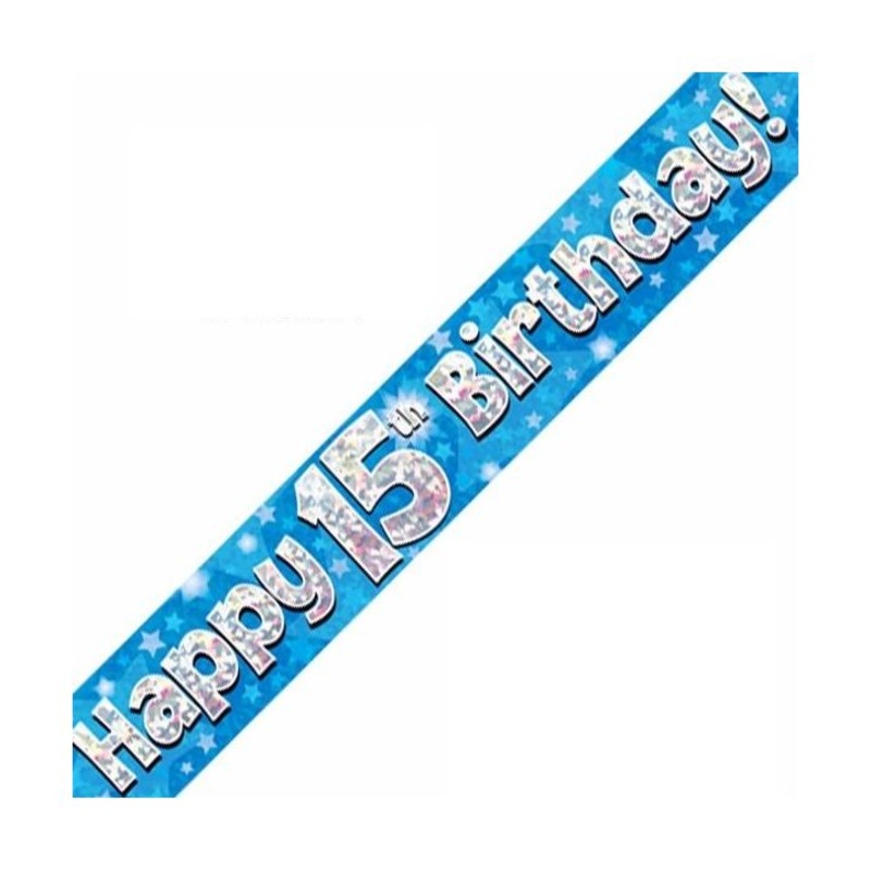9FT 15TH BIRTHDAY BLUE BANNER
