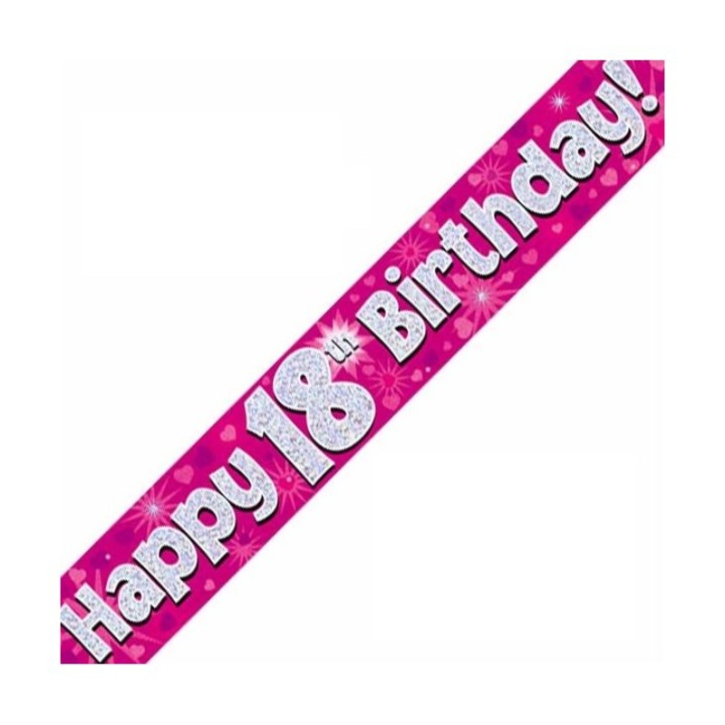 9FT 18TH BIRTHDAY PINK BANNER