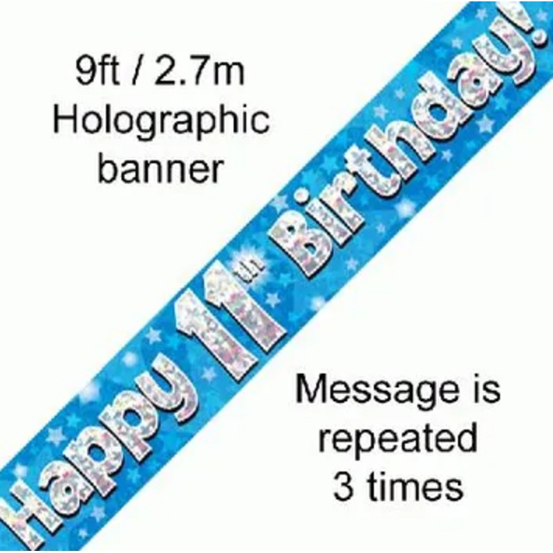 Foil Banner 11th Birthday Blue