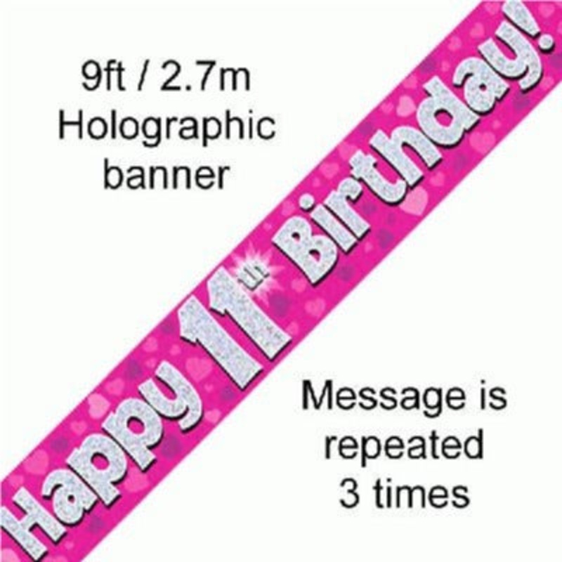 Foil Banner 11th Birthday Pink