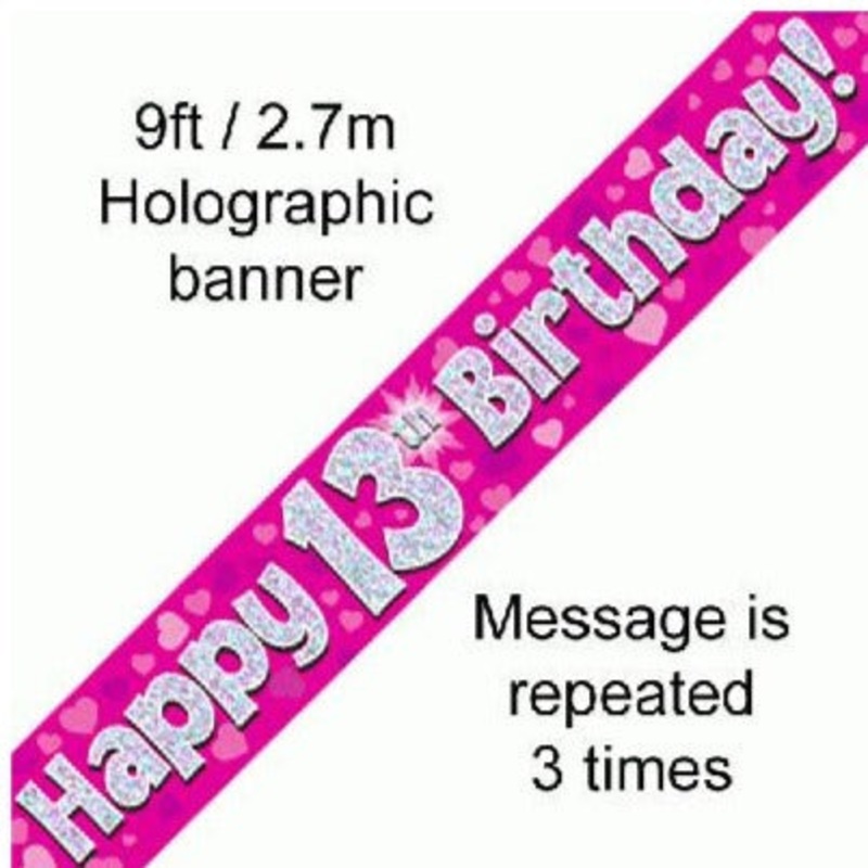 Foil Banner 13th Birthday Pink