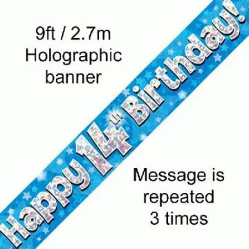 Foil Banner 14th Birthday Blue