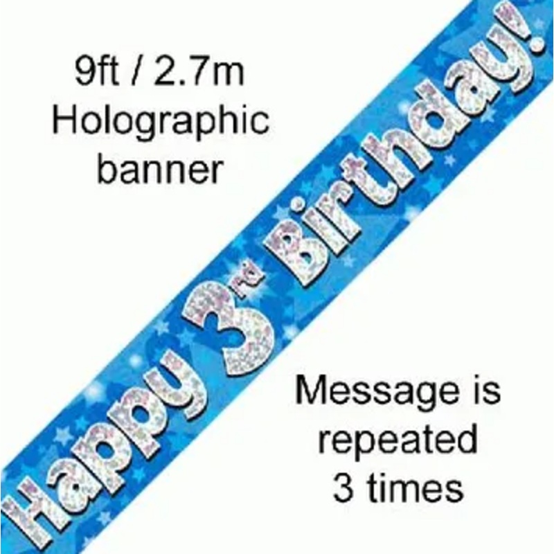 Foil Banner 3rd Birthday Blue