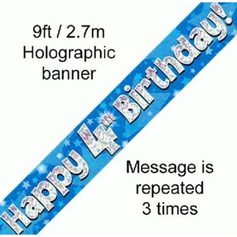 Foil Banner 4th Birthday Blue