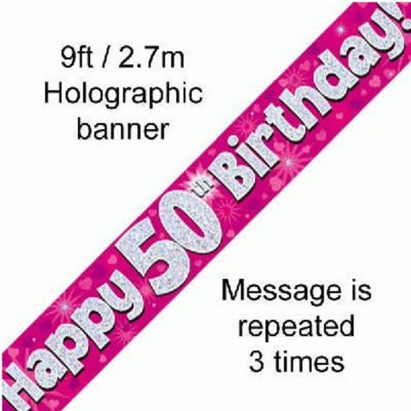 Foil Banner 50th Birthday Pink