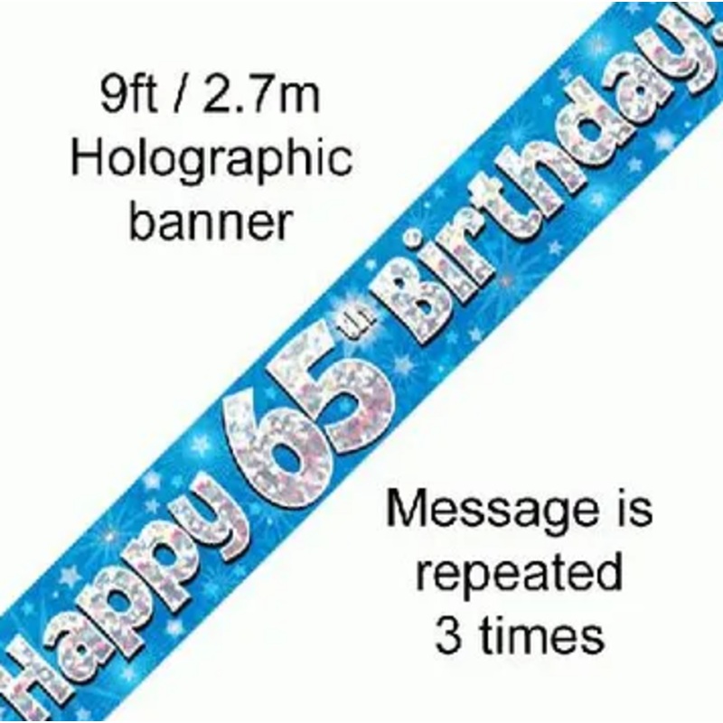 Foil Banner 65th Birthday Blue