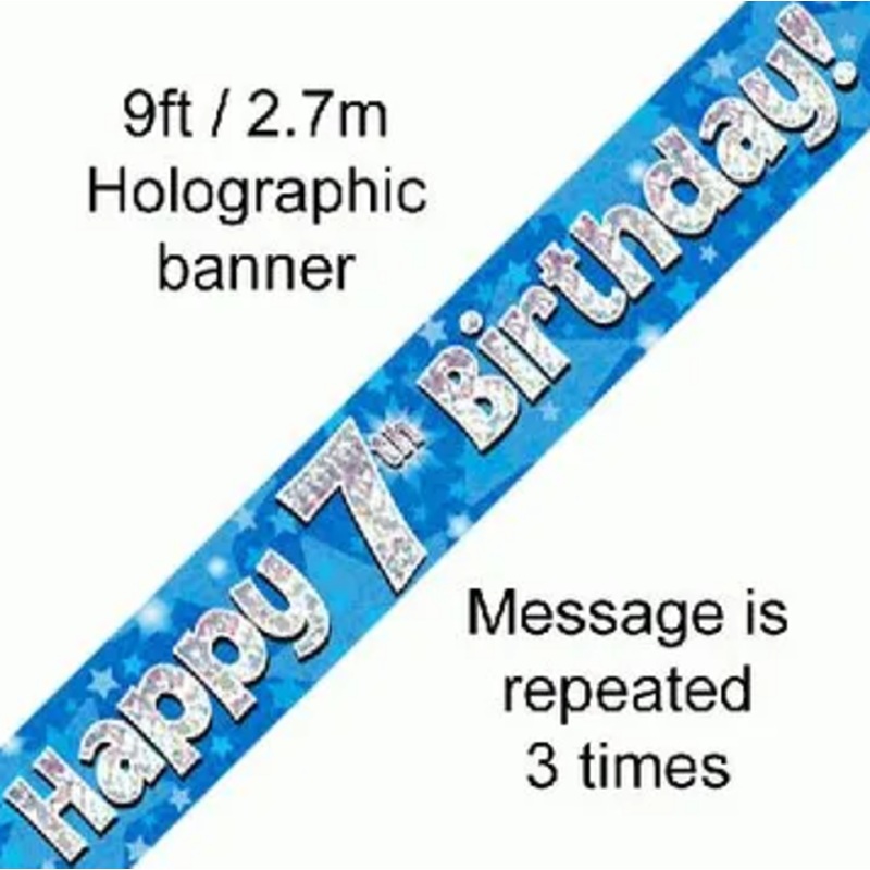 Foil Banner 7th Birthday Blue