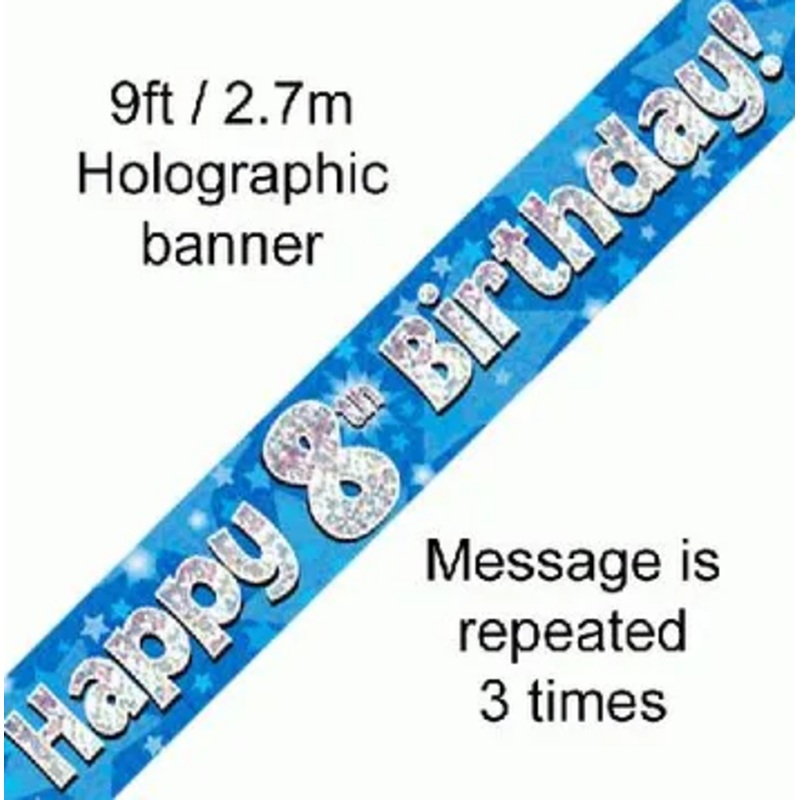 Foil Banner 8th Birthday Blue