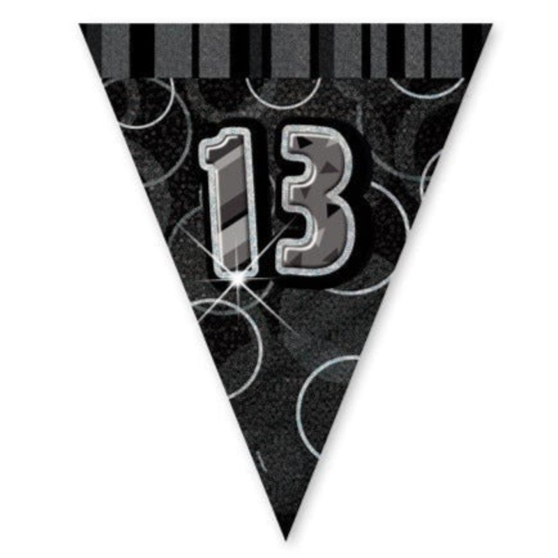 Glitz Black 13 Flag Banner 12Ft