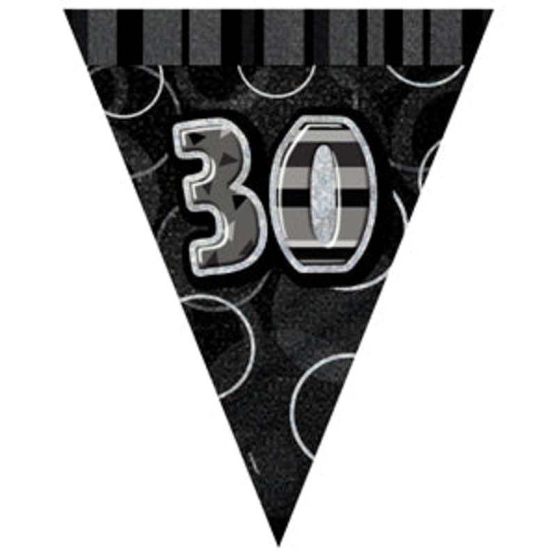 Glitz Black 30 Flag Banner 9Ft