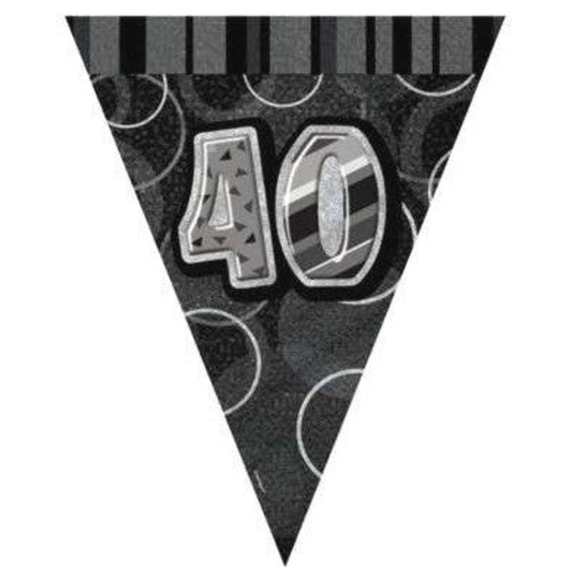 Glitz Black 40 Flag Banner 9Ft