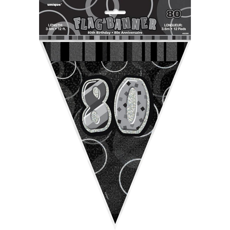 Glitz Black 80 Flag Banner 12Ft