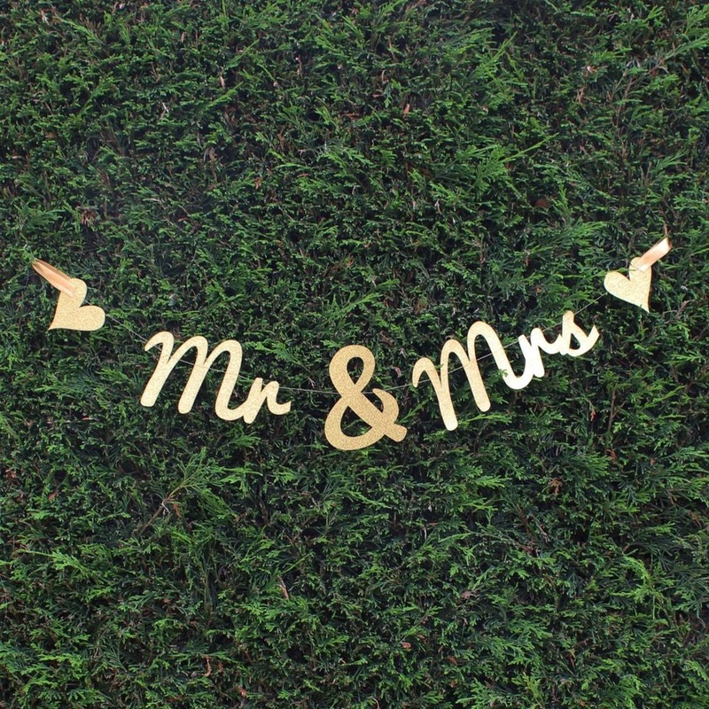 Gold Glitter Mr & Mrs Banner