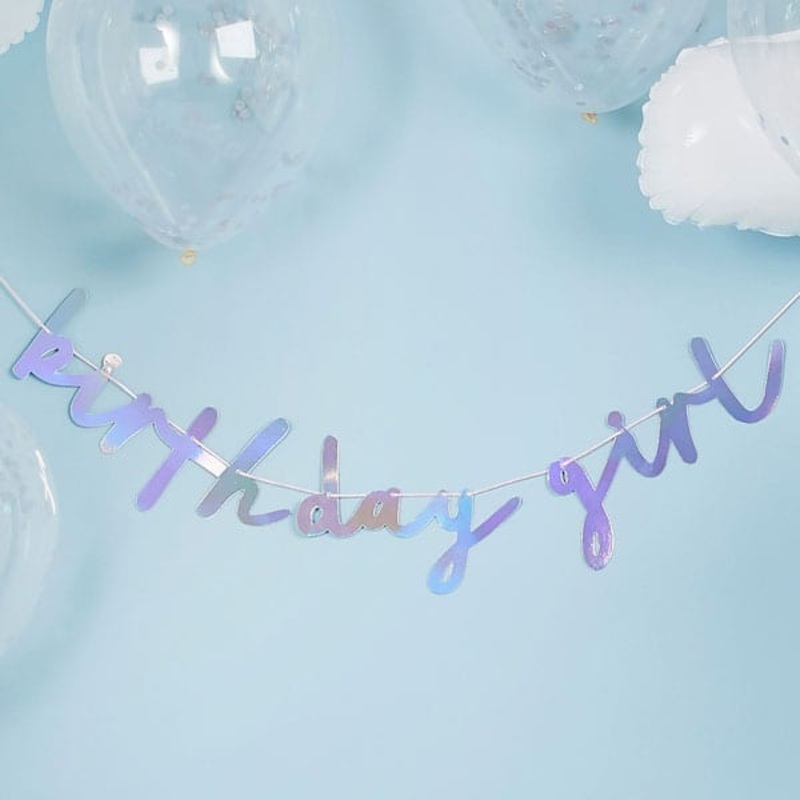 Iridescent Birthday Girl Banner