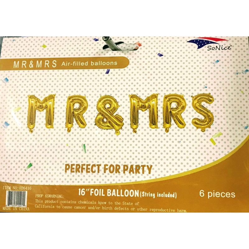 MR & MRS 16" Balloon Banner Kit
