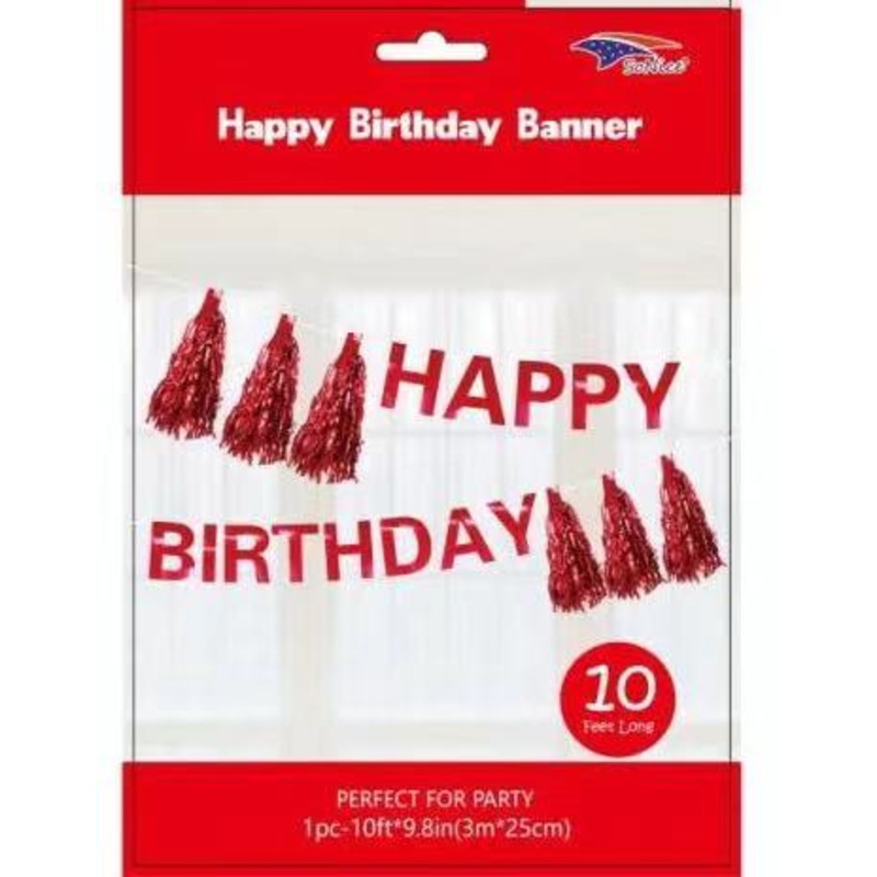 RED HAPPY BIRTHDAY BANNER