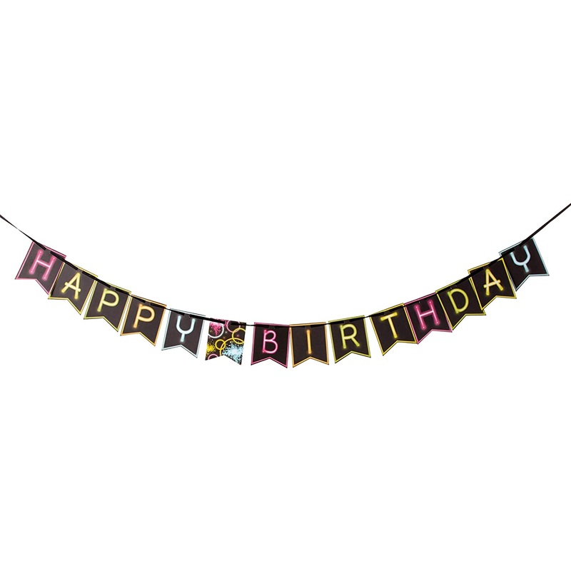 Glow Party Happy Birthday Banner