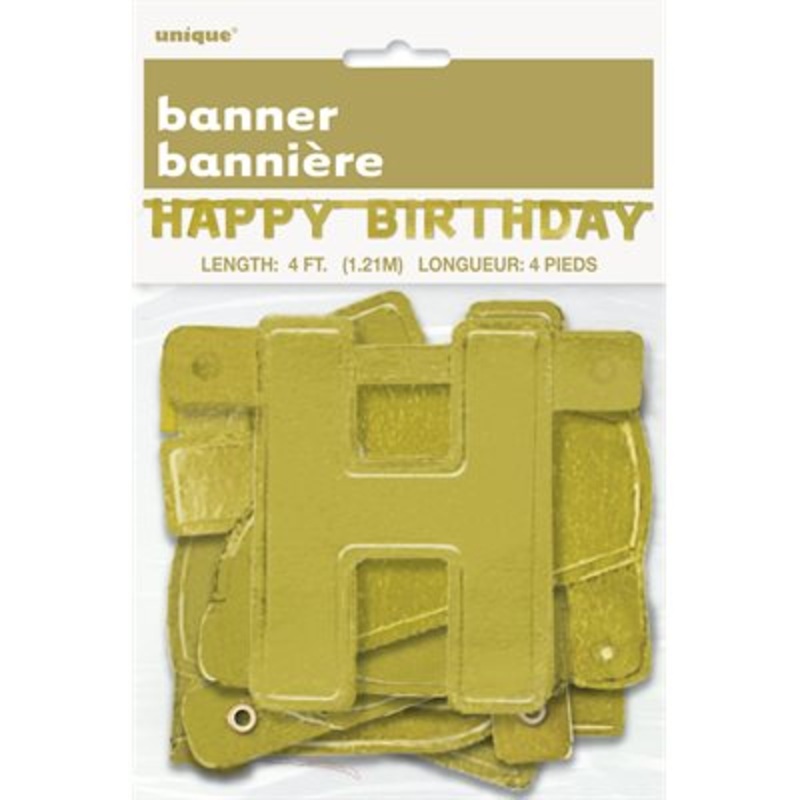 Happy Birthday Gold Banner 4FT