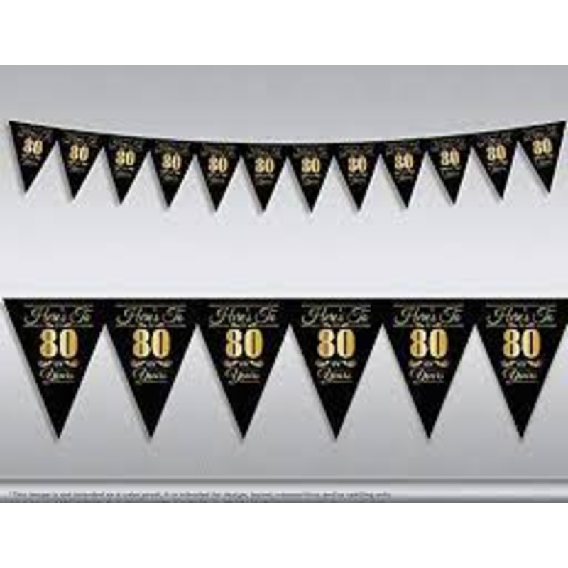HERES TO 80 YEARS PENNANT BANNER