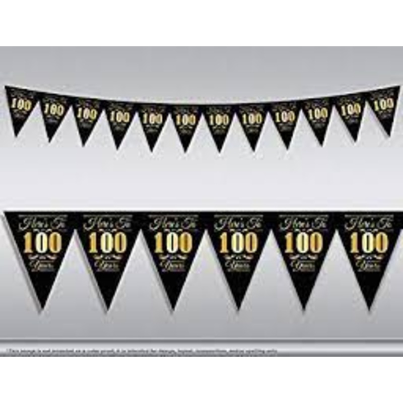 HERES TO 90 YEARS PENNANT BANNER