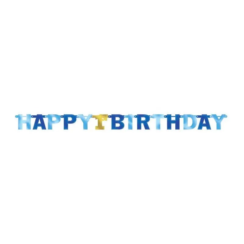 Blue Happy 1st Birthday Banner