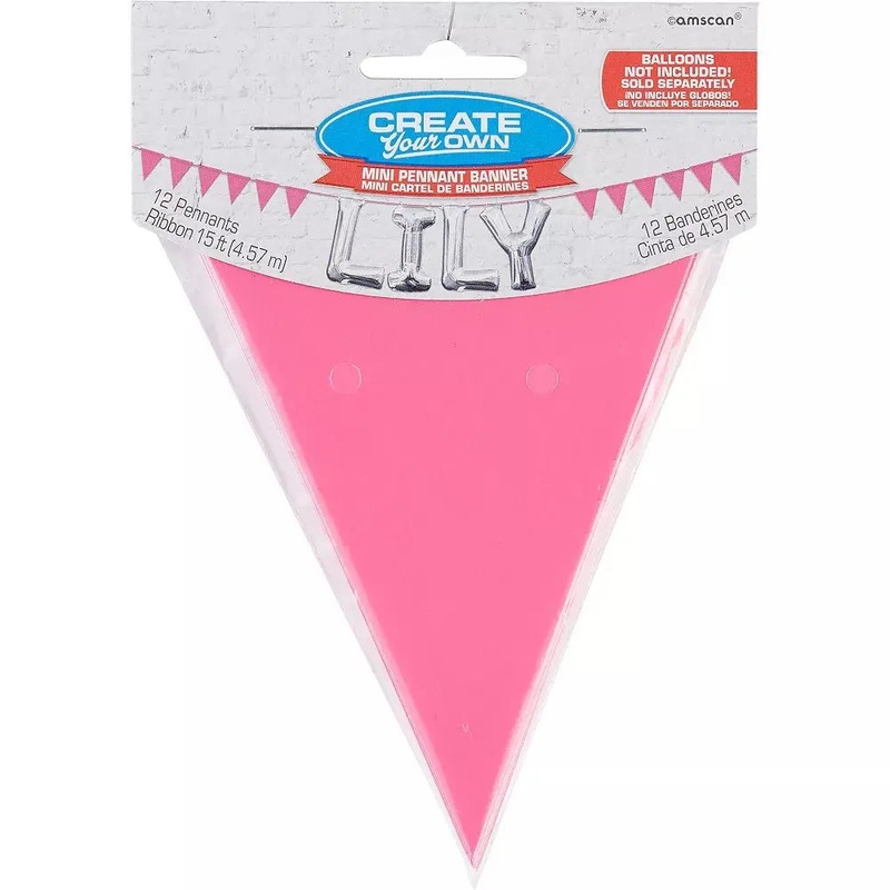 Bright Pink Mini Pennant Banner