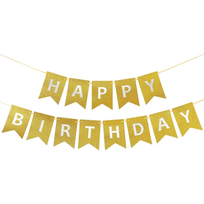 Gold Glitter Birthday Banner