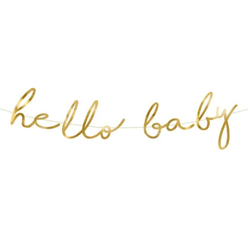 GOLD HELLO BABY BANNER