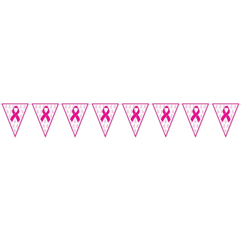 Pink Ribbon Pennant Party Banner